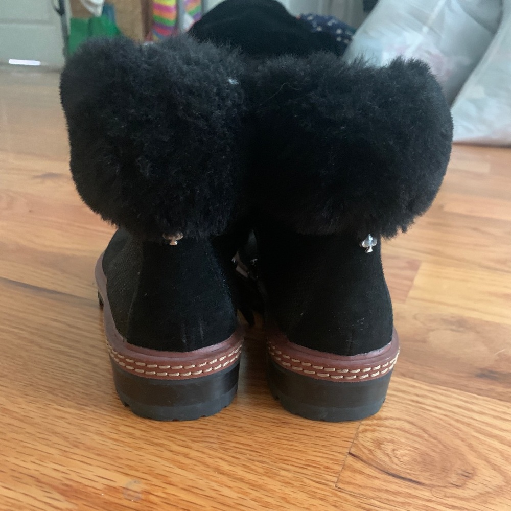 Kate Spade Black and Glitter Boots with Fur - Picture 3 of 3